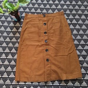 Linen Button Midi Skirt